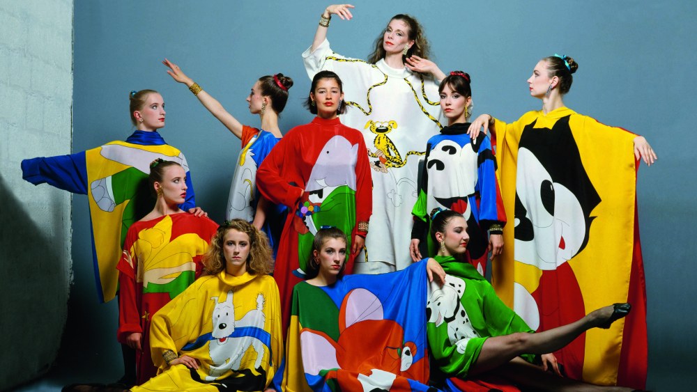 Ghislaine Thesmar and the Paris Opera Ballet dancers wearing the spring-summer 1982 “Homage to Comic Books” collection