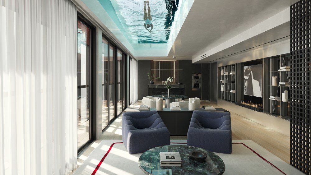 A rendering of the Karl Lagerfeld luxury residences slated to open in Lisbon in 2028.