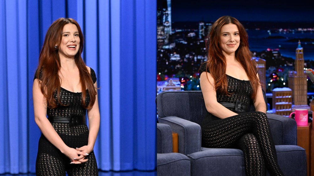 Millie Bobby Brown wears Manière de Voir on "The Tonight Show Starring Jimmy Fallon" on Dec. 7 in New York City.