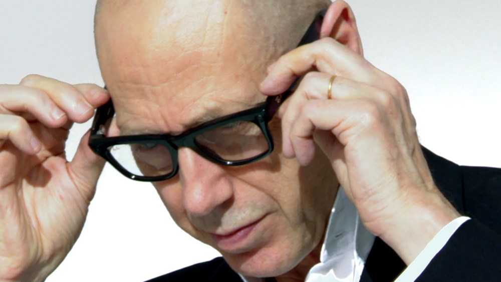 Nick Knight wearing the AI glasses that helped him make the ShowStudio 25th anniversary film.