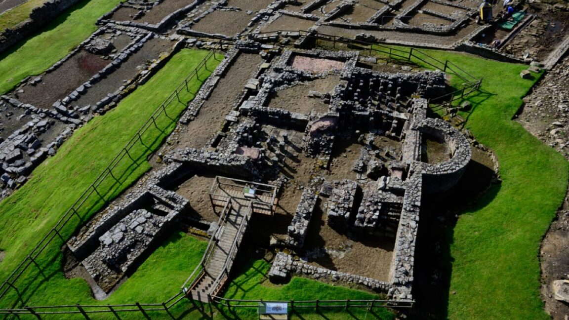 3rd century baths and latrine block at Vindolanda, the Roman fort close to Hadrian’s Wall in the UK.