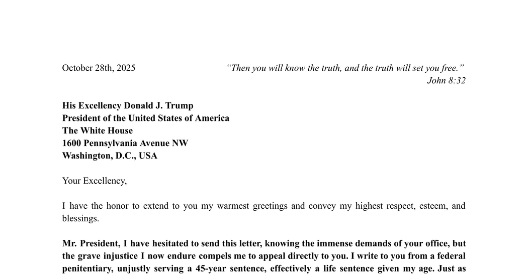 Read Former Honduran President’s Letter to Trump