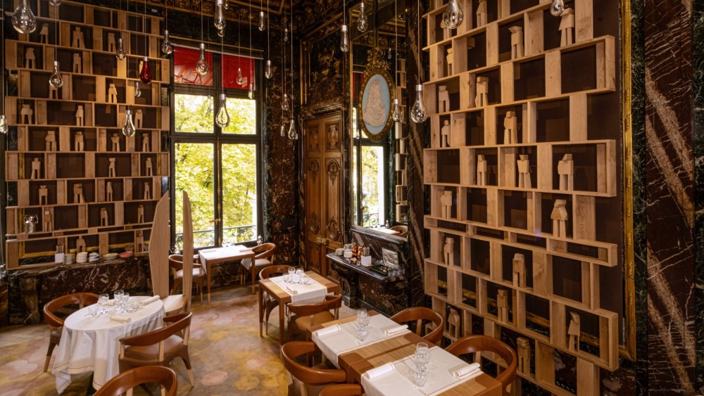 The Alain Ducasse Baccarat restaurant in Paris, named "Most Beautiful Restaurant in the World" and a Prix Versailles distinction.